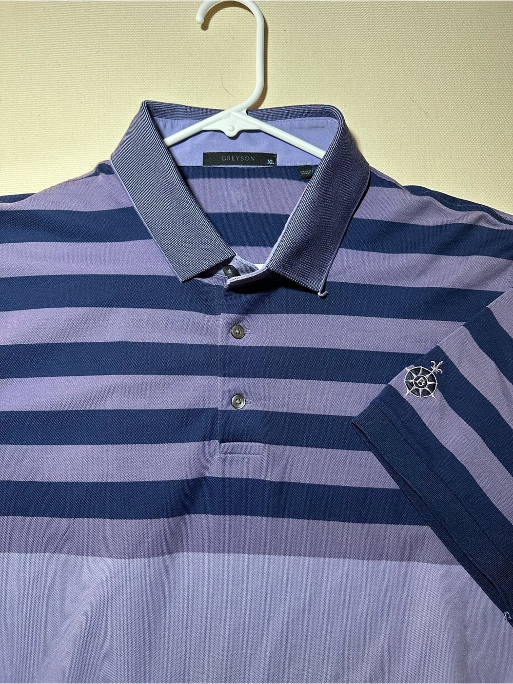 Greyson Men's Lavender & Navy Striped Polo Shirt x Bayonne Golf Club